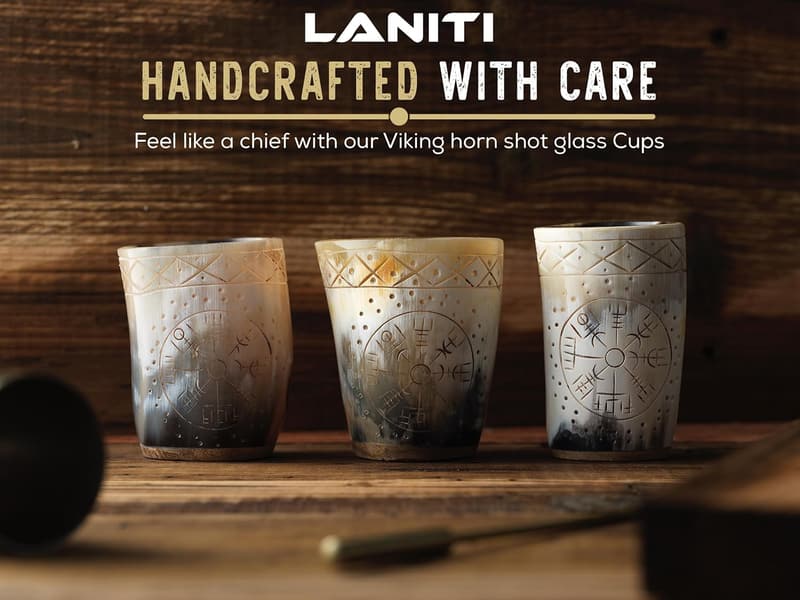 Handcrafted Viking Shot Glass Set of 4 - Unique Engraved Cups