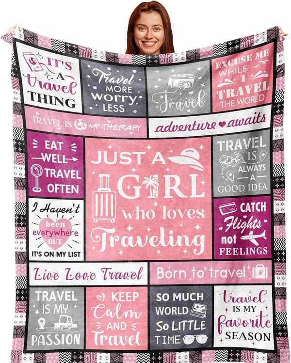 Travel Blanket for Women - Cute 60x50in Travel Accessory