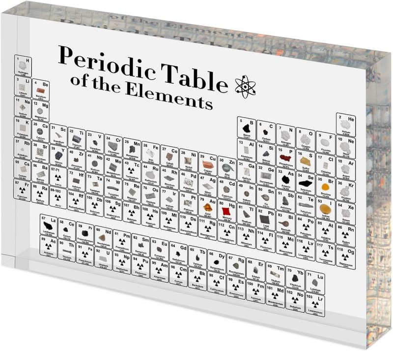 Periodic Table Display with Real Elements - Science Gift for Students