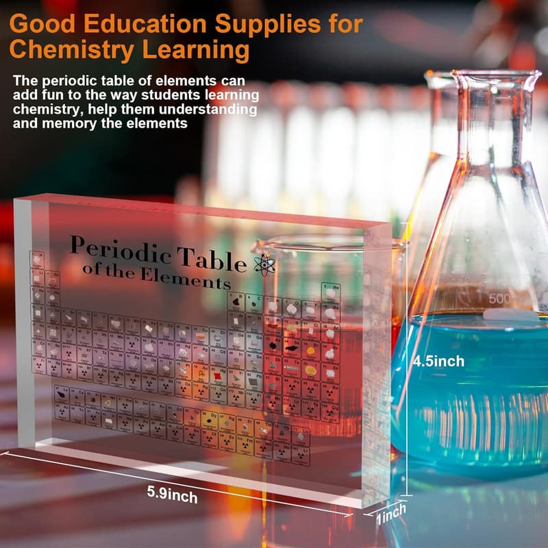 Periodic Table Display with Real Elements - Science Gift for Students