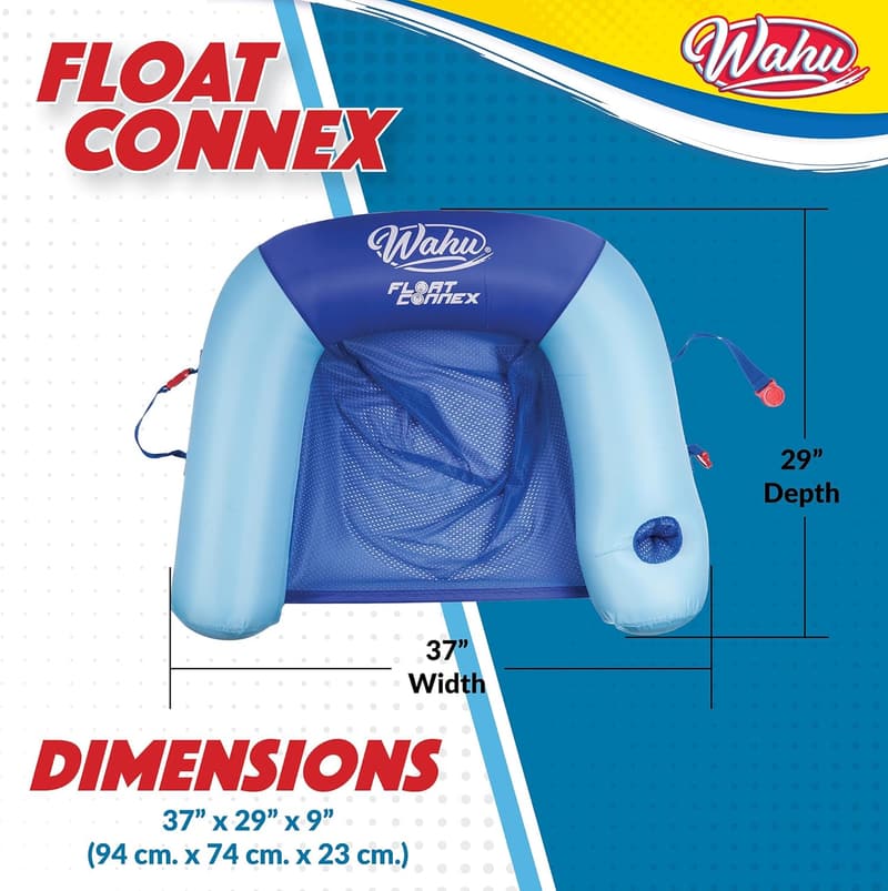Inflatable Aqua Pool Seat with Cupholder for Ages 8+, Blue