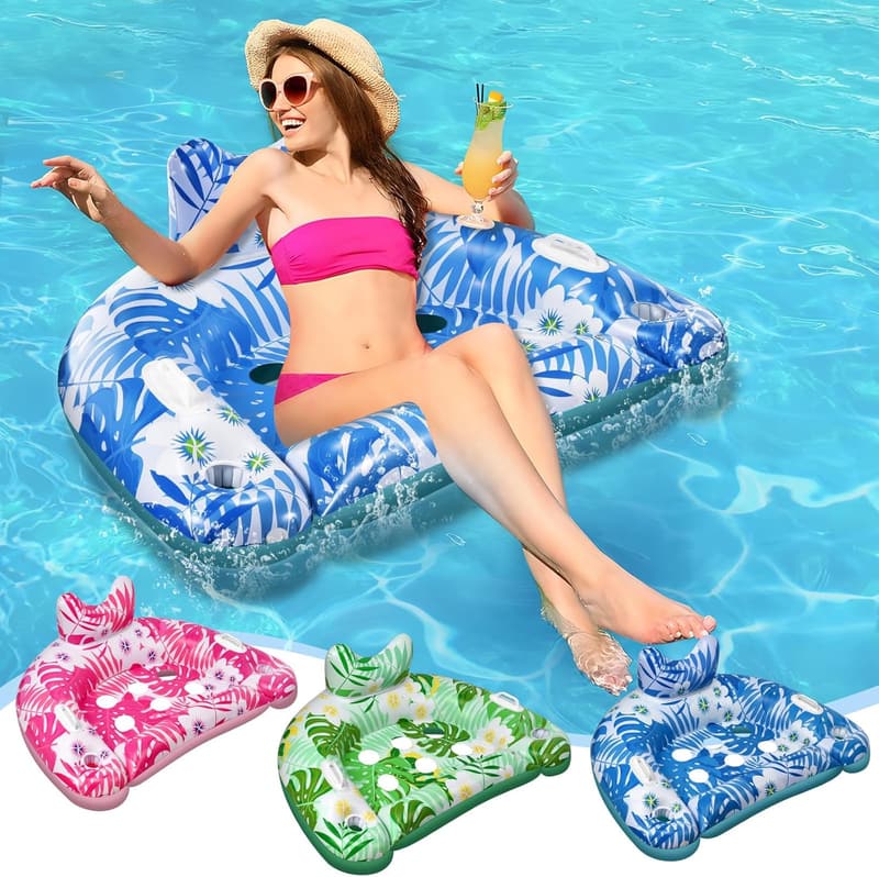 Inflatable Pool Floats with Cupholders - 3 Pack Summer Fun
