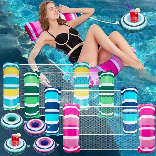 4-in-1 Inflatable Pool Float Hammocks with Cup Holders for Adults