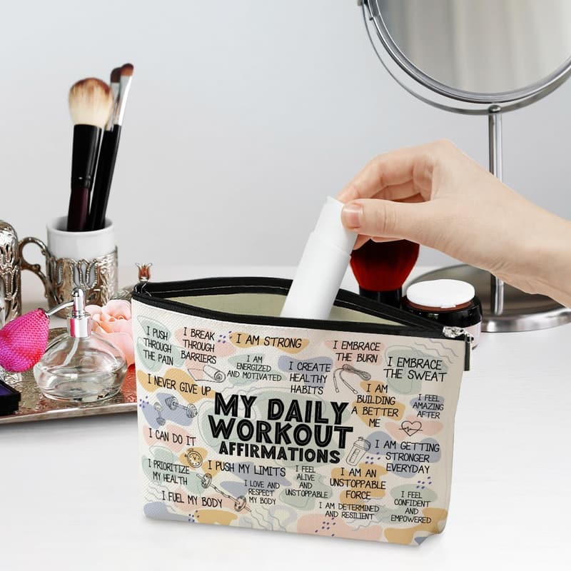 Inspirational Makeup Bag for Women - Daily Affirmations Gift