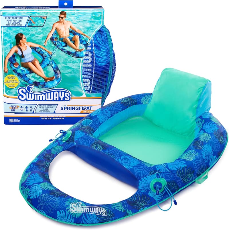 Inflatable Pool Recliner Lounge Chair for Adults, 250 lbs Capacity