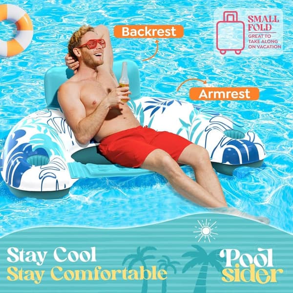 Inflatable Pool Chair Floats with Cup Holder - 2 Pack