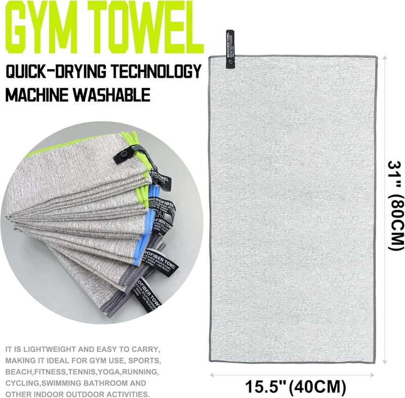 Fast-Drying Microfiber Gym Towels for Men & Women - 6 Pack
