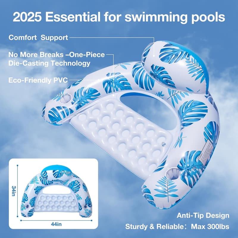 Adult Inflatable Pool Floats with Cup Holders - 2025 Upgrade