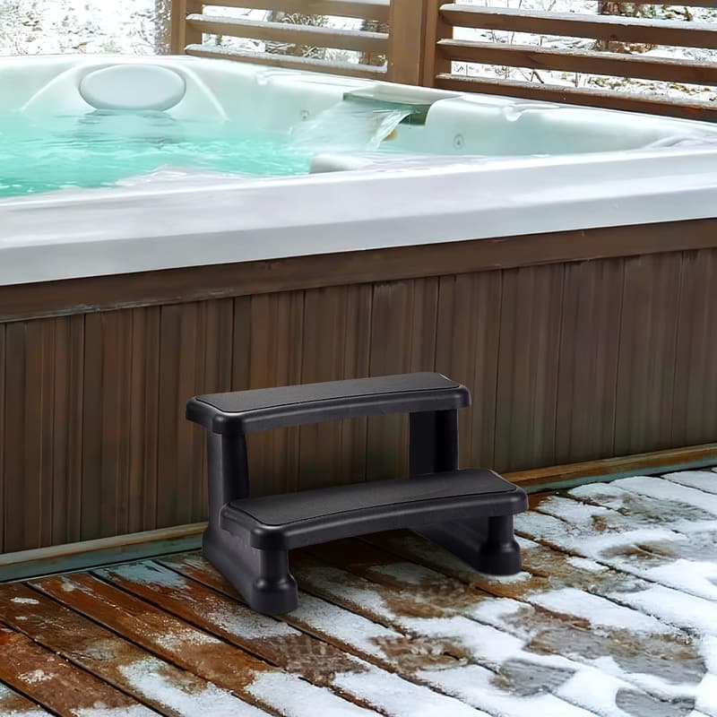 Universal Hot Tub Steps with No-Slip Grip - Black