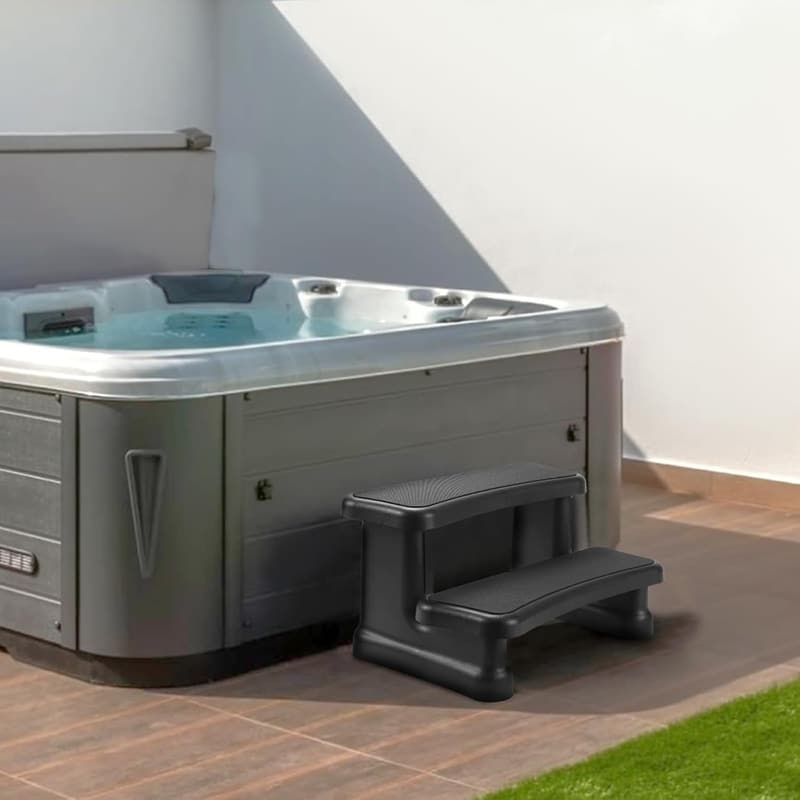 Universal Hot Tub Steps with No-Slip Grip - Black