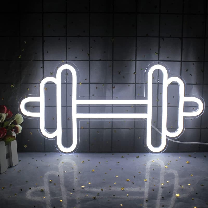 Barbell Neon Sign for Fitness Decor - LED Gym Wall Art