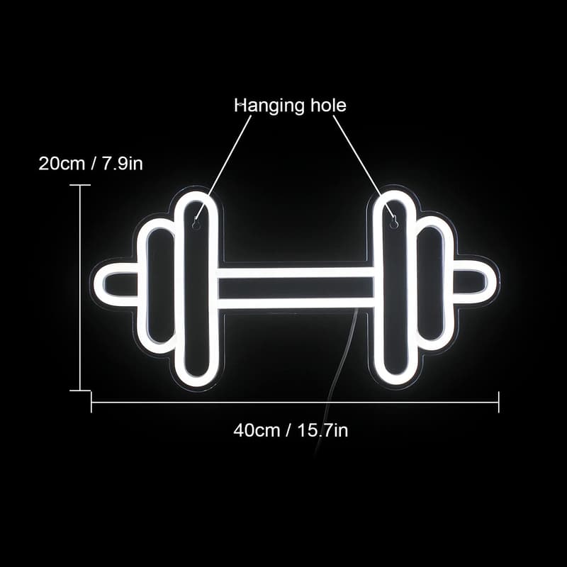 Barbell Neon Sign for Fitness Decor - LED Gym Wall Art