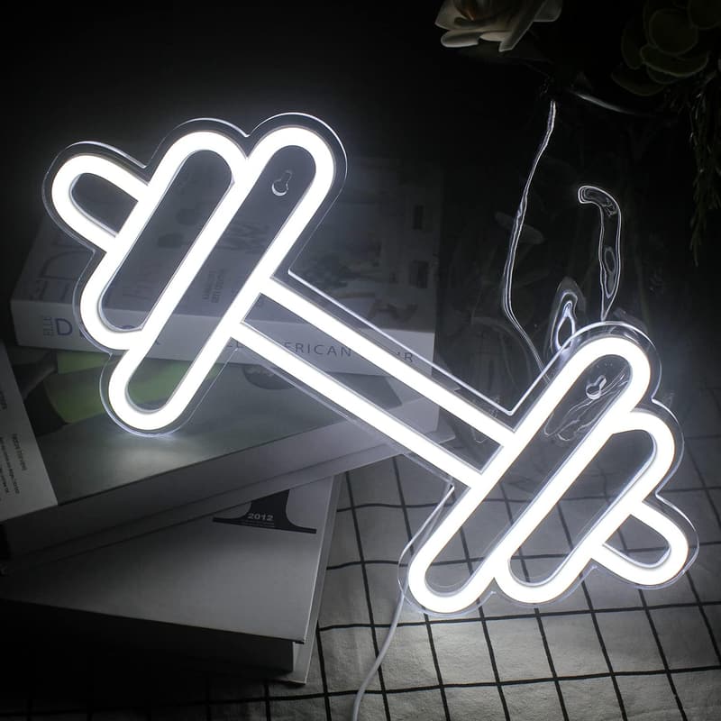 Barbell Neon Sign for Fitness Decor - LED Gym Wall Art
