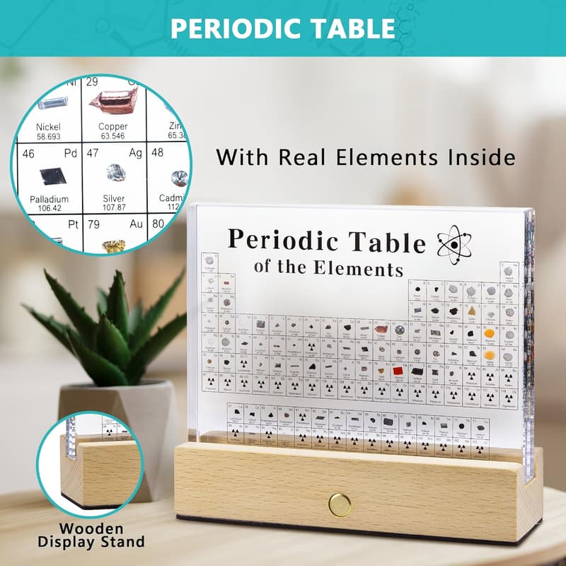 Periodic Table of Elements Display with 83 Real Elements