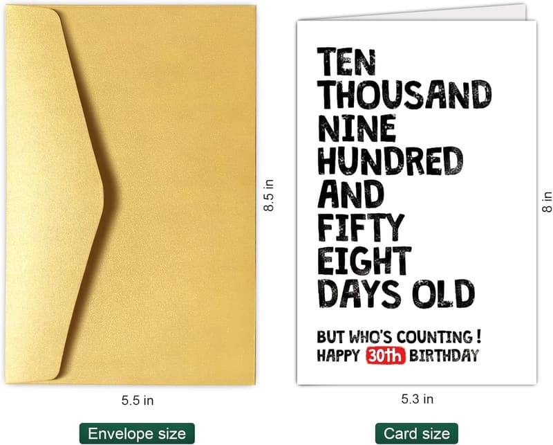 Funny 30th Birthday Card – 10958 Days Old, Who's Counting?