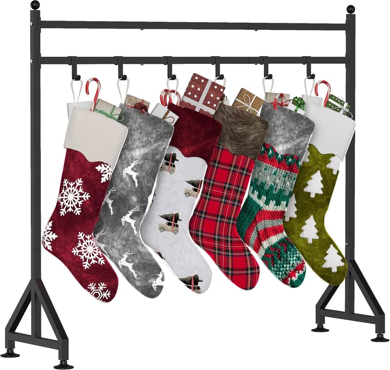 Heavy-Duty Freestanding Christmas Stocking Holder Stand with 8 Hooks
