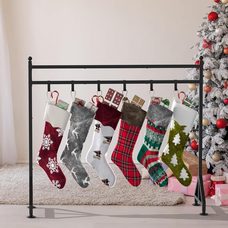 Heavy-Duty Freestanding Christmas Stocking Holder Stand with 8 Hooks