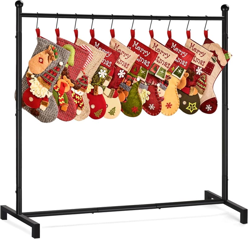 Metal Christmas Stocking Holder Stand with 10 Hooks