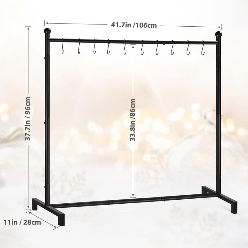 Metal Christmas Stocking Holder Stand with 10 Hooks