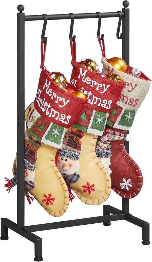Christmas Stocking Holder with 4 Hooks - Heavy Duty Metal Stand