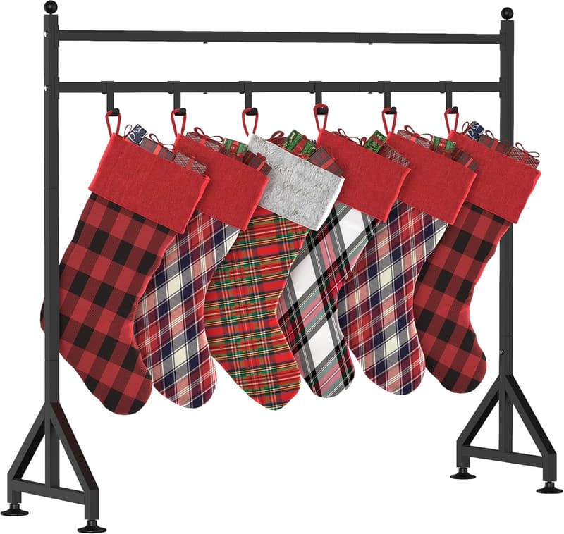 Heavy-Duty Metal Christmas Stocking Holder Stand with 8 Hooks