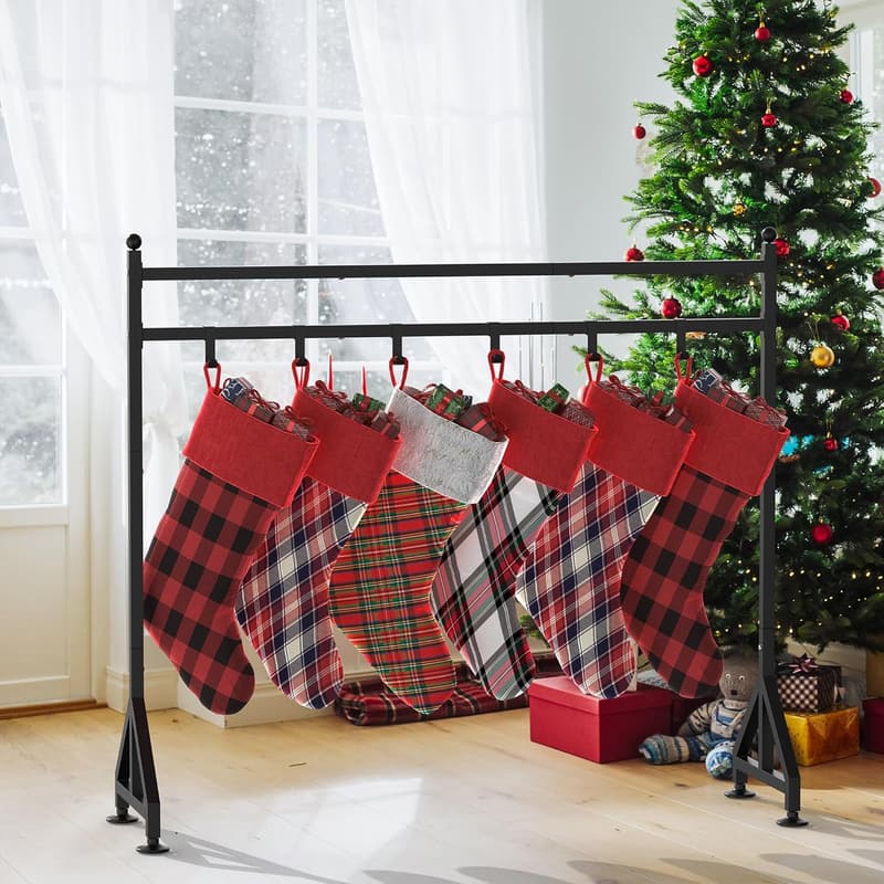 Heavy-Duty Metal Christmas Stocking Holder Stand with 8 Hooks