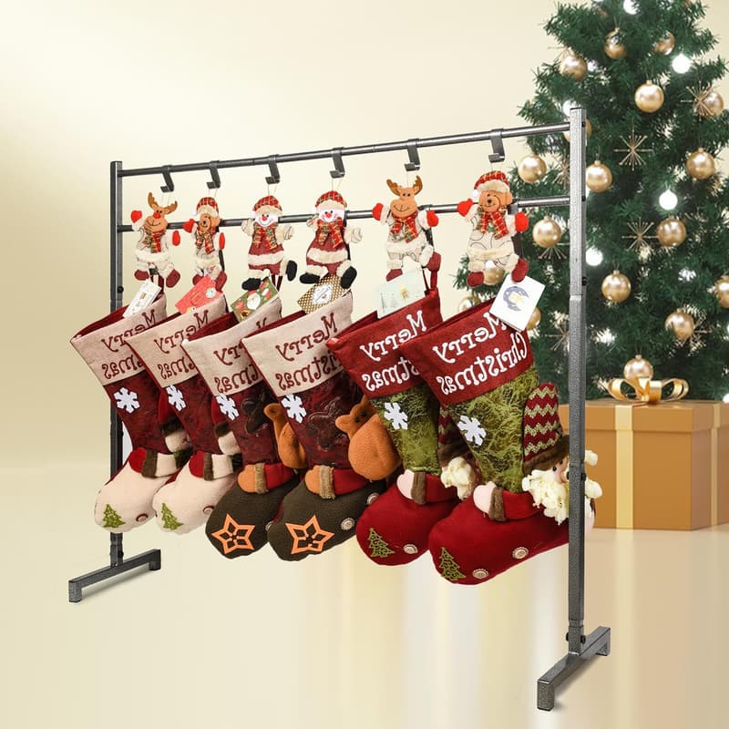 Christmas Stocking Holder Stand with 12 Hooks and Cards