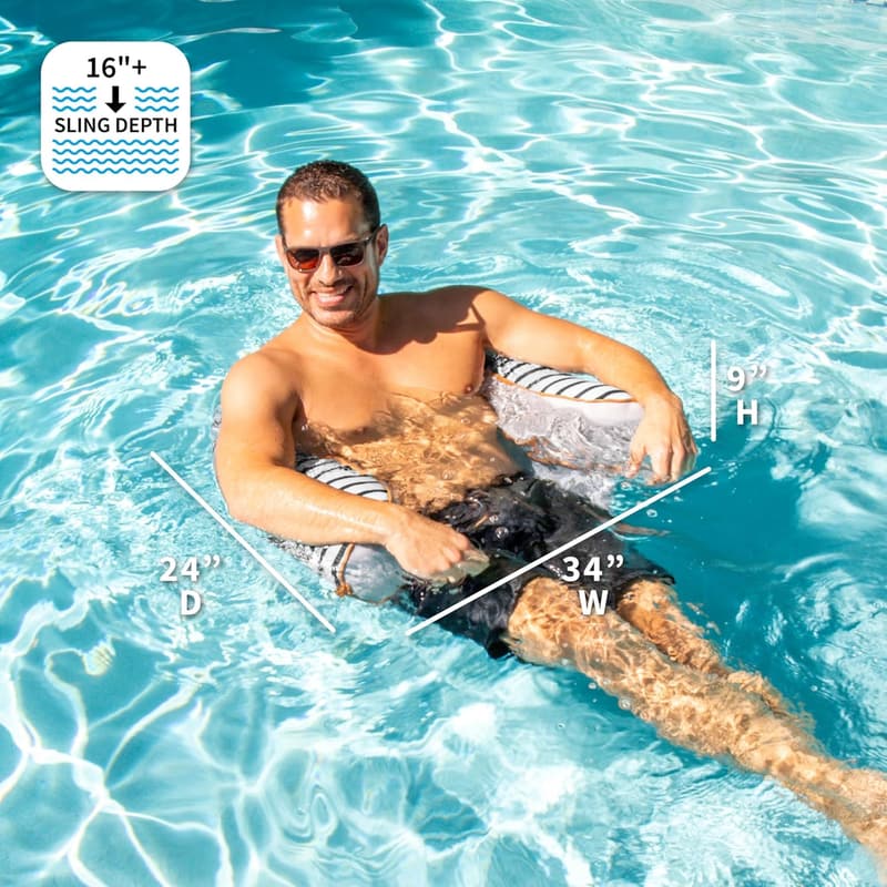 Big Joe Noodle Sling Pool Float with Armrests and Cup Holder