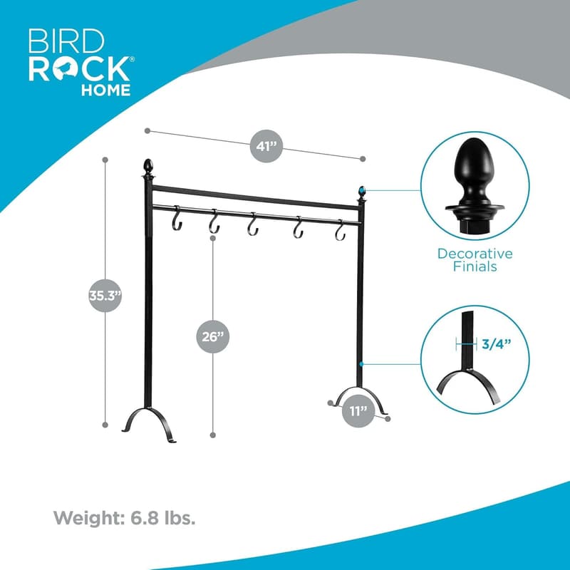 Deluxe Iron Christmas Stocking Holder Stand with 8 Hooks