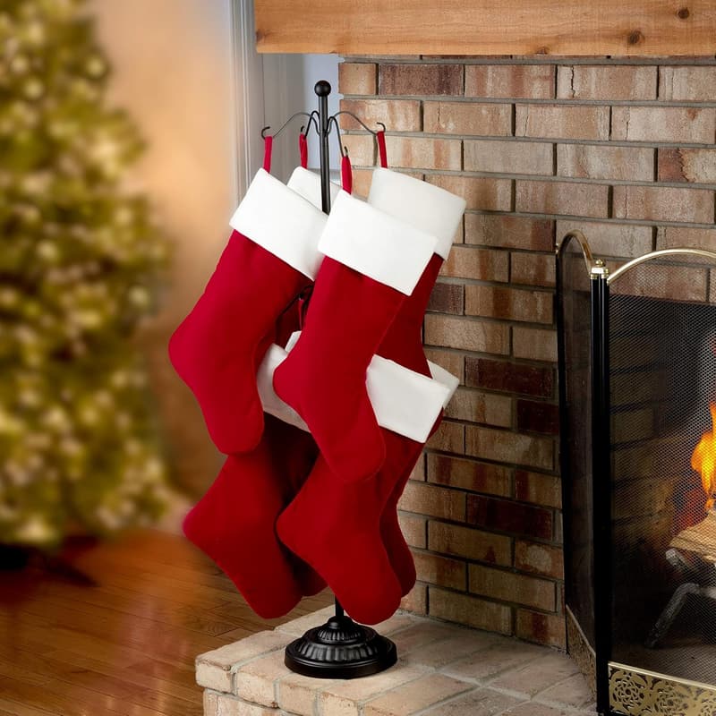 Adjustable Metal Christmas Stocking Tree Stand with 8 Hooks