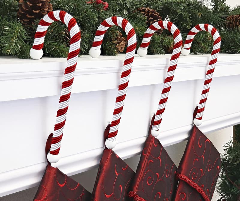 Large Classic Candy Cane Stocking Holder Set - 4-Pack