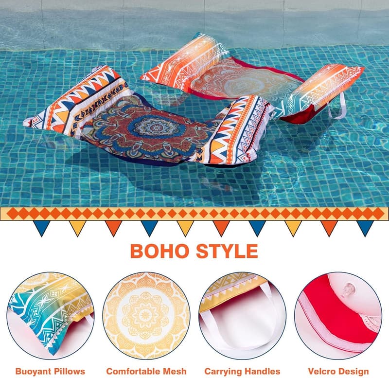 Summer Water Hammock Pool Floats - 2 Pack Fabric Rafts