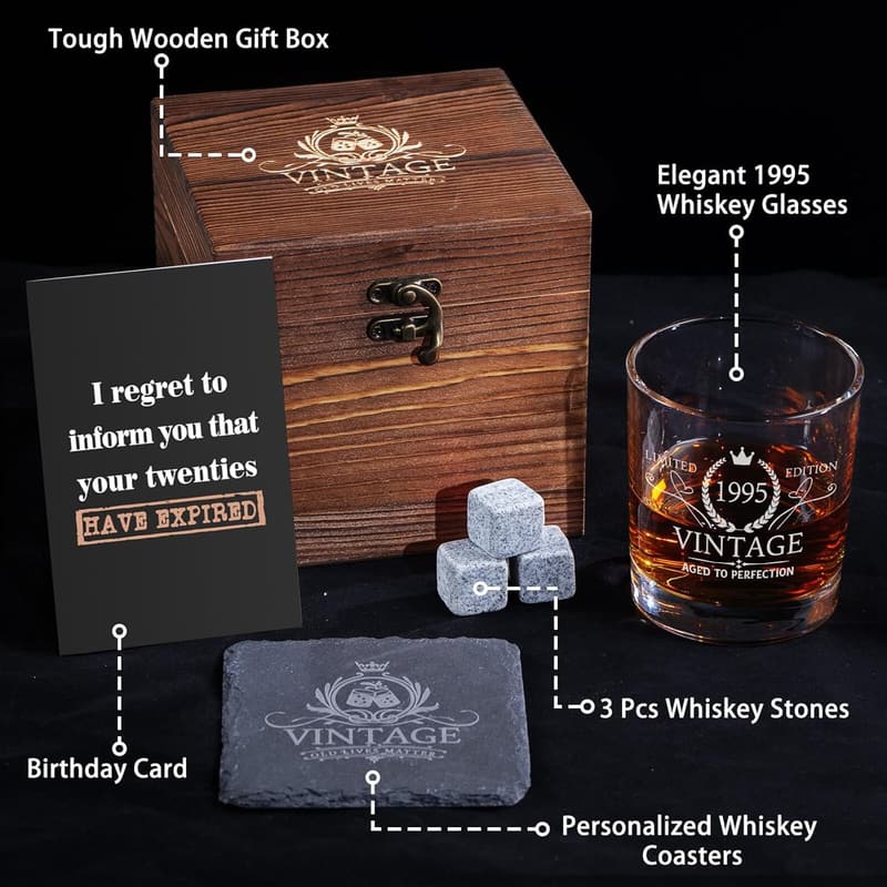 30th Birthday Old Fashioned Whiskey Glasses for Him
