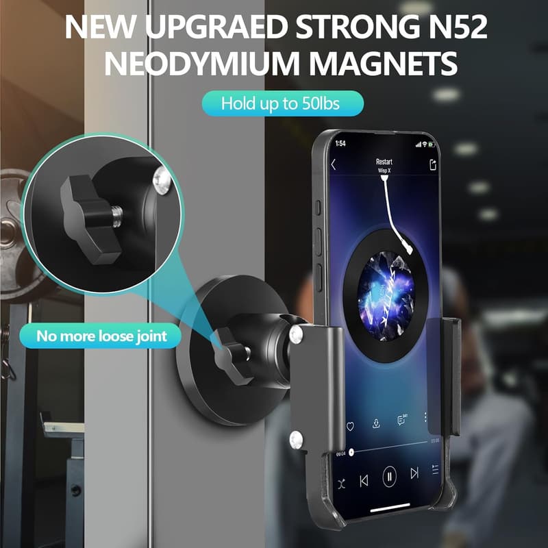 All-Metal Magnetic Phone Holder for Gym & Ferrous Surfaces