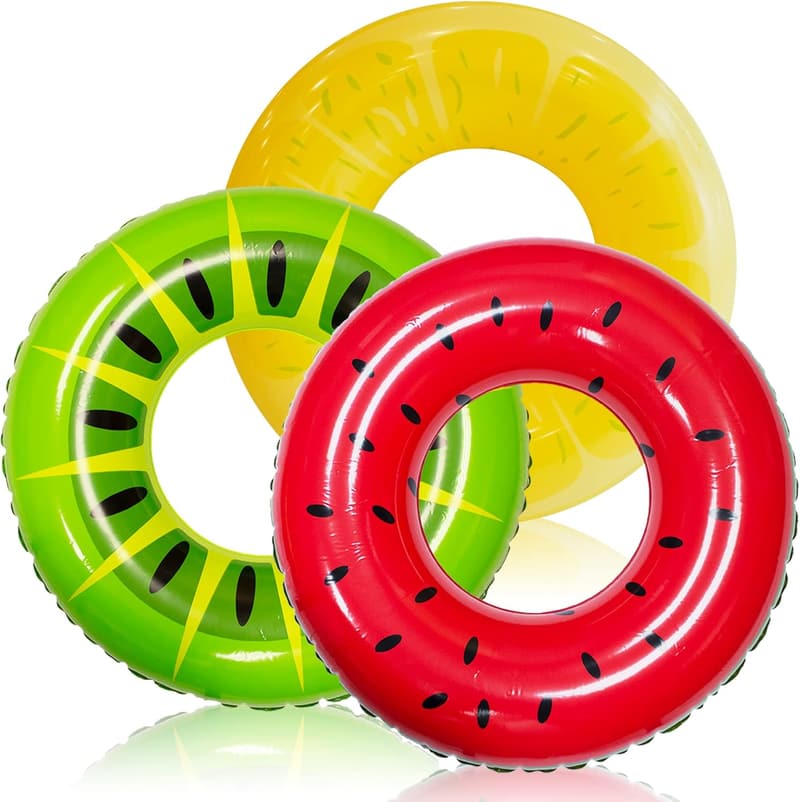 Summer Fruit Inflatable Swim Tube Rafts - 3 Pack