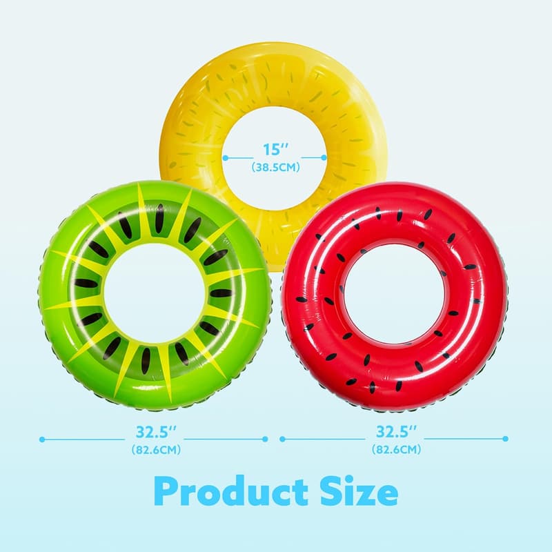 Summer Fruit Inflatable Swim Tube Rafts - 3 Pack