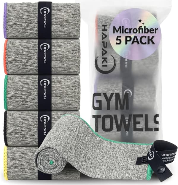Quick-Dry Microfiber Gym Towels for Men and Women - 5 Pack