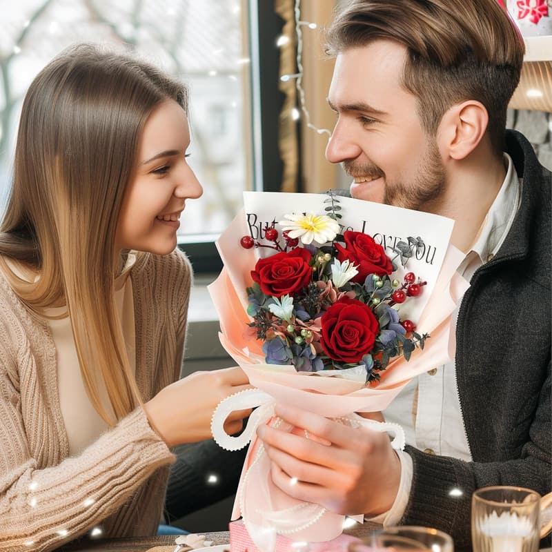 Mother's Day Preserved Flower Bouquet - Real Red Roses for Mom