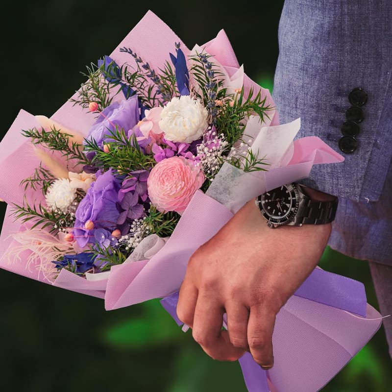 Valentine's Day Preserved Flowers Bouquet - Lilac Forever Flowers