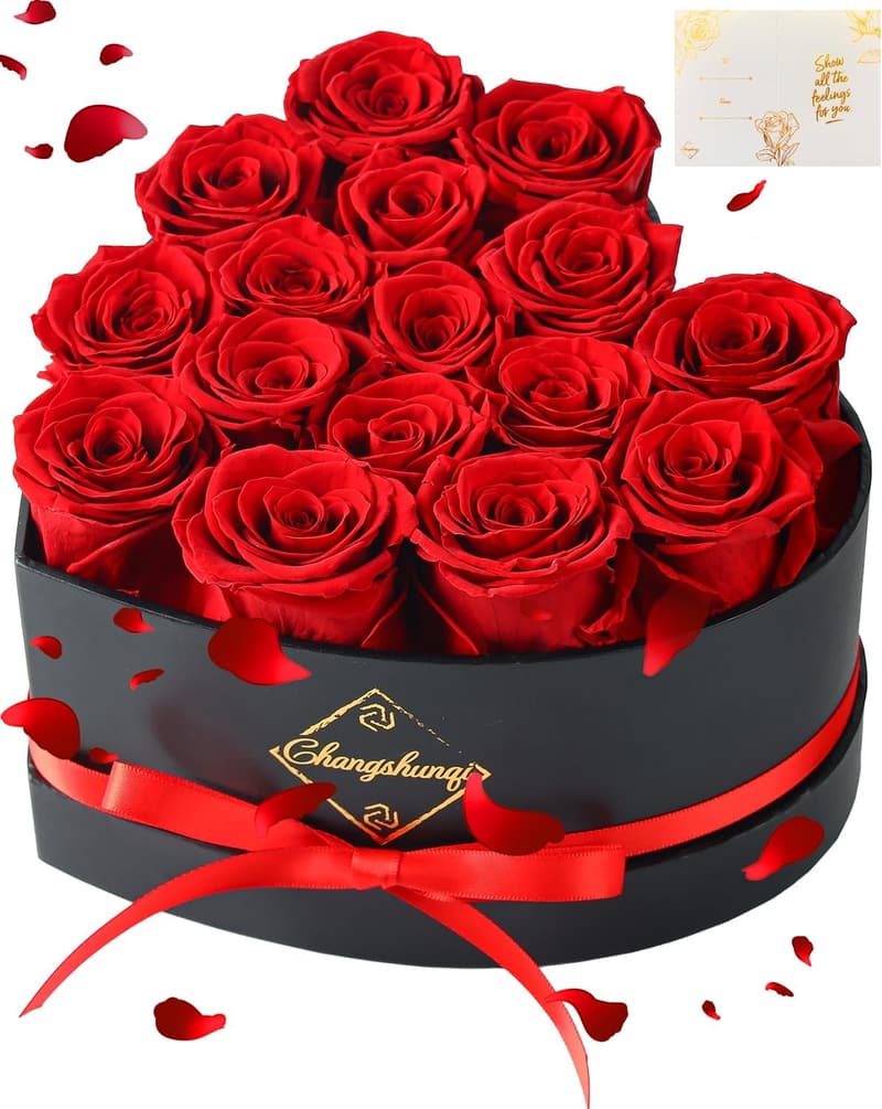 Eternal Preserved Rose Heart Box - Birthday & Mother's Day Gift