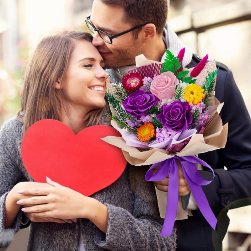 Preserved Purple Roses Bouquet for Women - Birthday & Anniversary