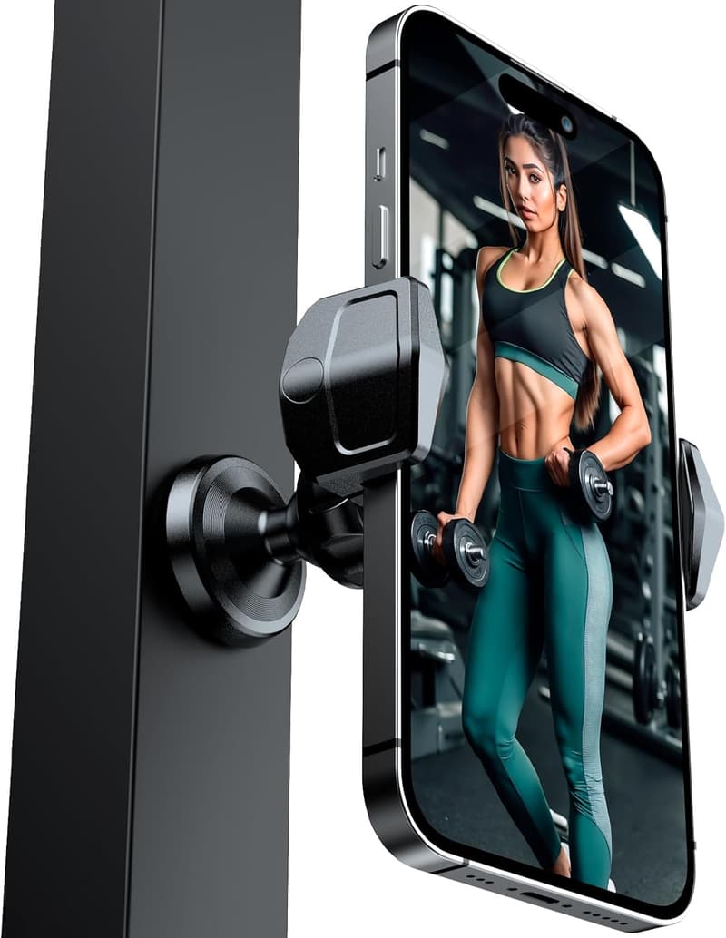Magnetic Phone Holder for Gym Workouts, 360° Rotatable