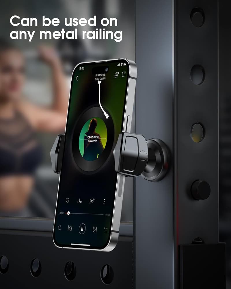 Magnetic Phone Holder for Gym Workouts, 360° Rotatable
