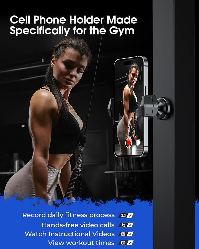 Magnetic Phone Holder for Gym Workouts, 360° Rotatable