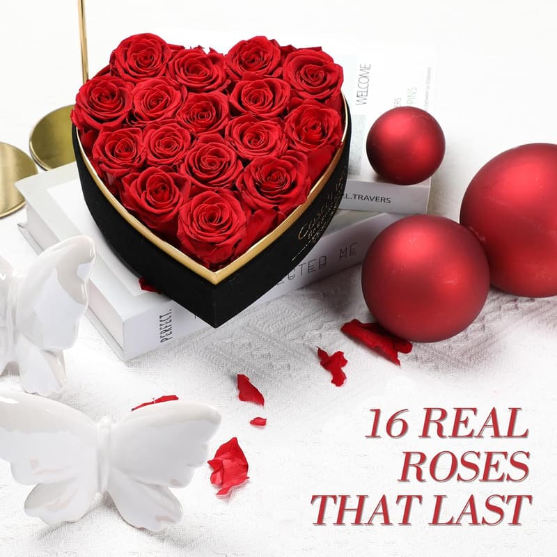 Mother's Day Preserved Rose Gift Set with Necklace in Heart Box