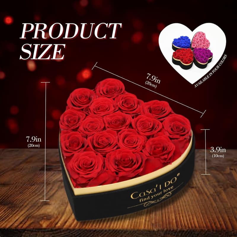 Mother's Day Preserved Rose Gift Set with Necklace in Heart Box