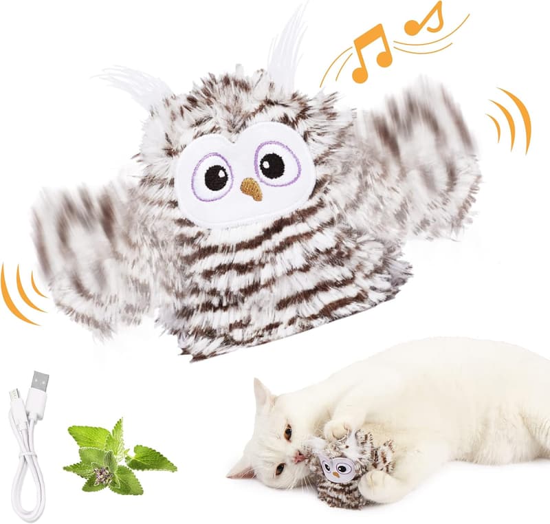 Rechargeable Interactive Cat Toy - Automatic Chirping Owl