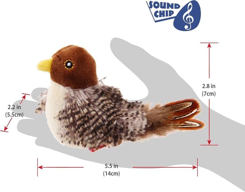 Interactive Chirping Bird Cat Toy with Squeak and Feather Tail