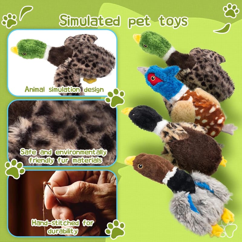 Durable Plush Dog Squeaky Toy Set - 4-Pack for Interactive Play