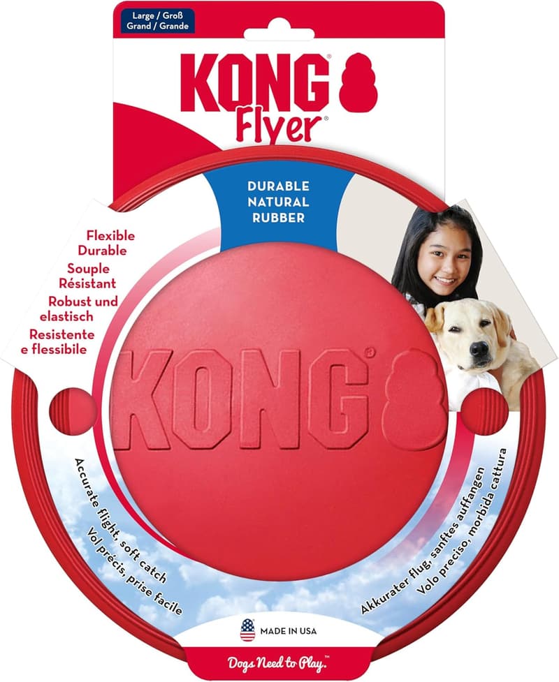 KONG Flyer - Natural Rubber Dog Flying Disc for Outdoor Play